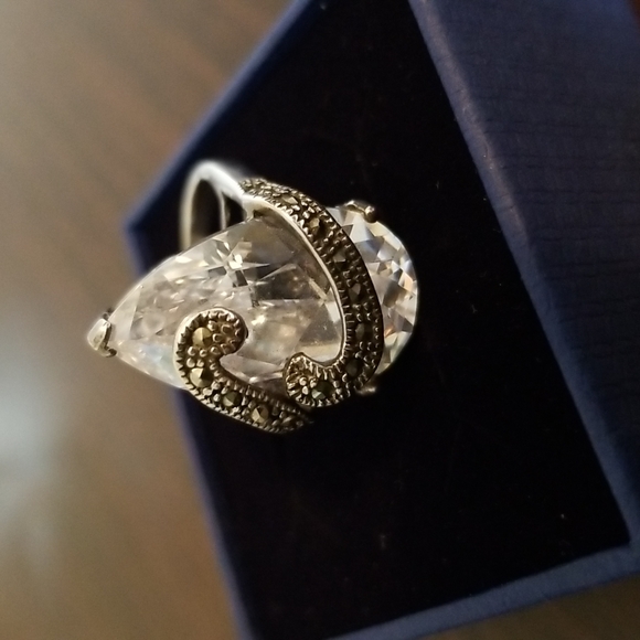 Ring CZ silver and hematite ring - Picture 10 of 10